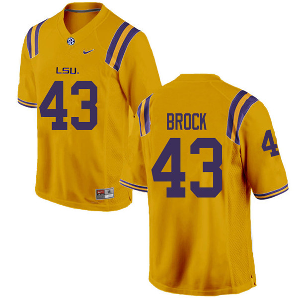 Men #43 Matt Brock LSU Tigers College Football Jerseys Sale-Gold